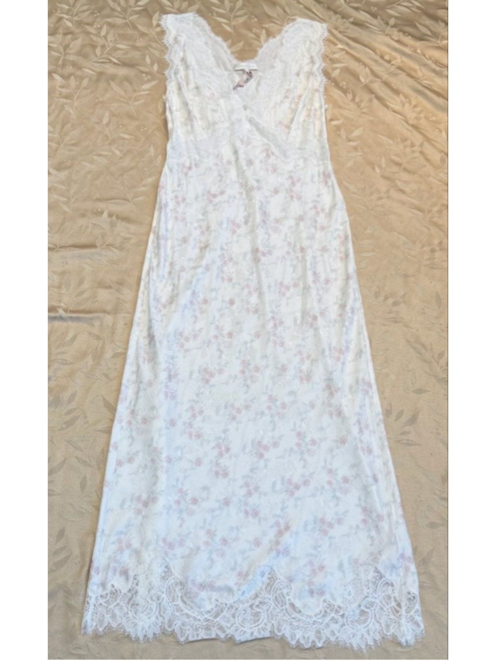 LoveShackFancy Mira Silk Blend Floral Lace Slip Midi Dress NWT 8 - Picture 4 of 7